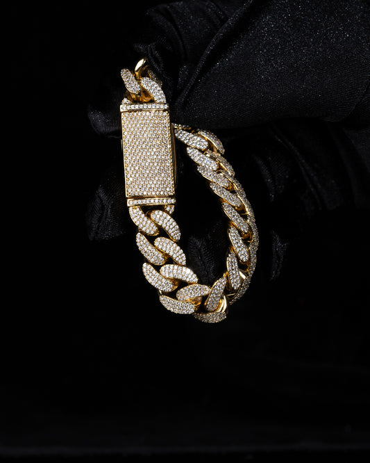 Iced out oval Cuban link bracelet