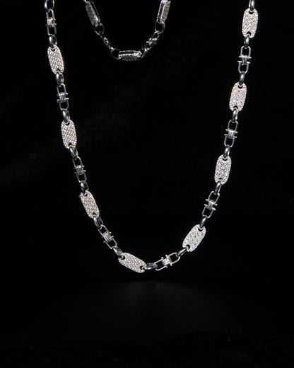 Plattenkette Halsband Med Diamanter 6mm - 925 Silver - Kejsar