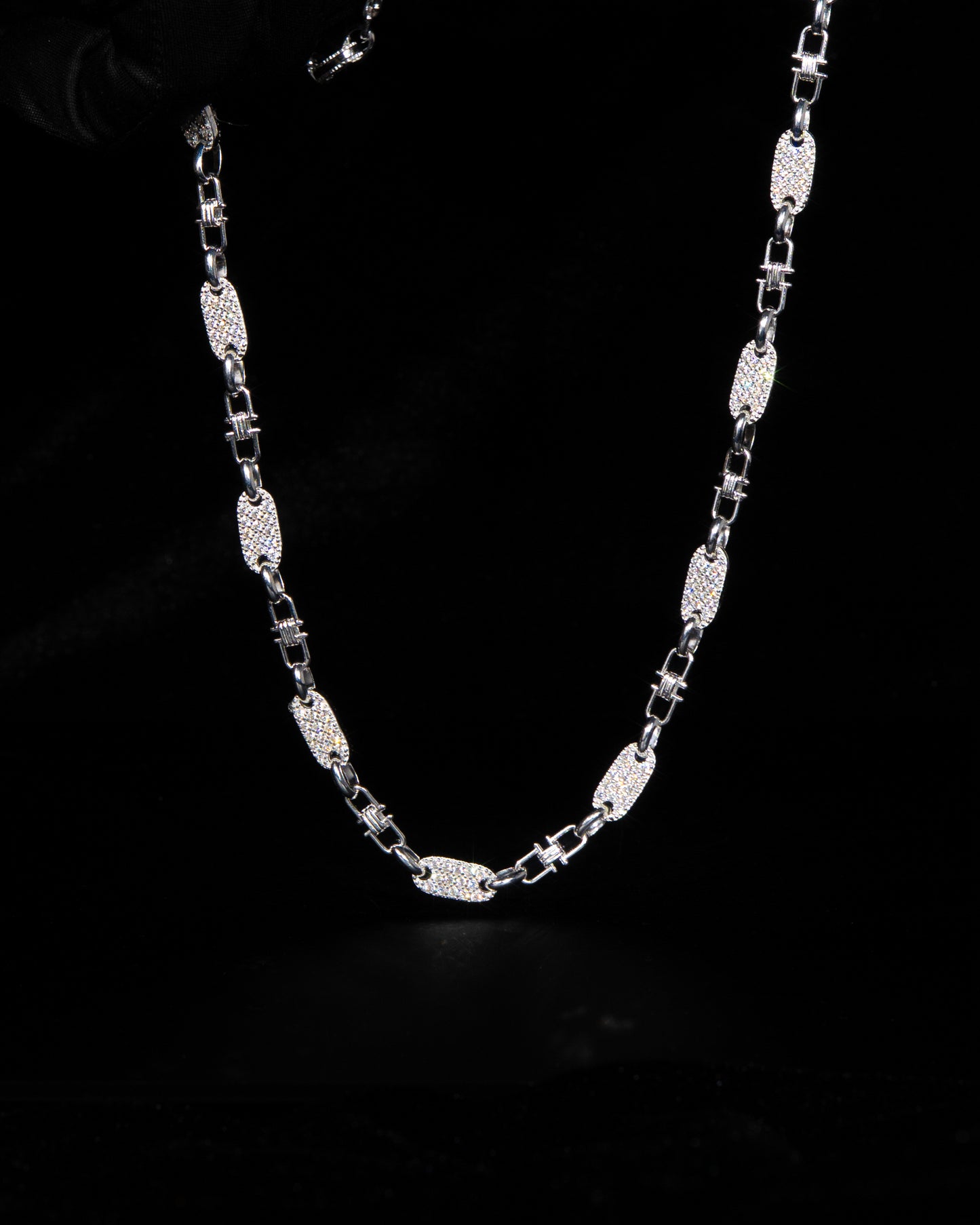 Plattenkette Halsband Med Diamanter 6mm - 925 Silver - Kejsar