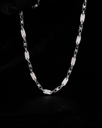 Plattenkette Halsband Med Diamanter 6mm - 925 Silver - Kejsar