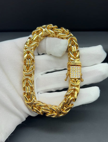 Byzantine Bracelet 10mm - 18K Gold Plated