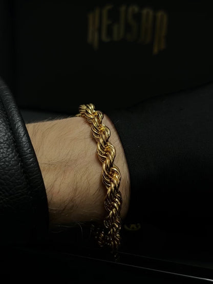 Rope Chain Bracelet 8mm - 18K Gold Plated