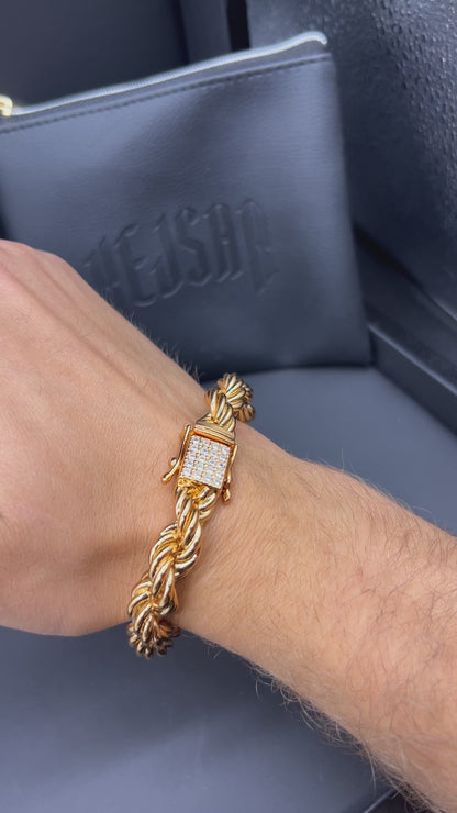 Rope Chain Bracelet 10mm - 18K Gold Plated
