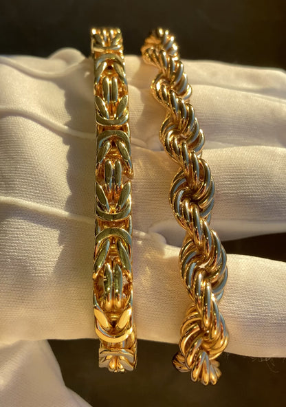 Rope Chain Bracelet 10mm - 18K Gold Plated